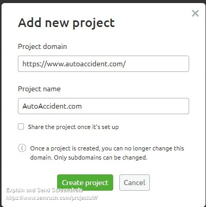 SEO Audit Create Project SEMRush